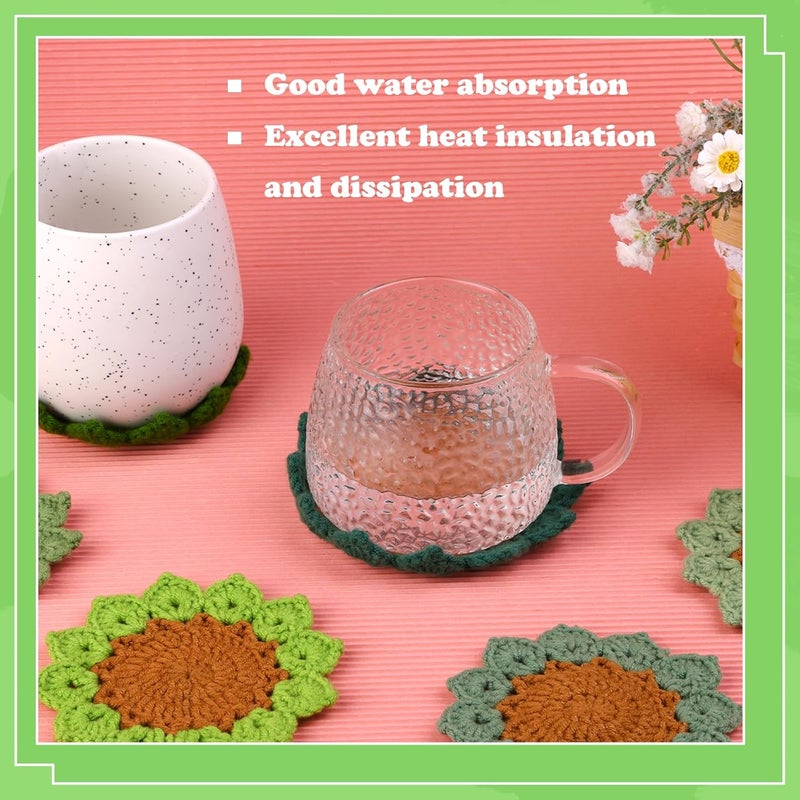 FTEVEN Crochet Kit for Beginners, 6PCS Coasters Crochet Starter Kit Plant Pot, Knitting Supplies Kit with Step-by-Step Video Tutorials, Crochet Yarn for Adults DIY Present - Image 5